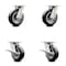 Service Caster 6 Inch Kingpinless Rubber on Aluminum Wheel Swivel Caster Set with 2 Brakes SCC SCC-KP30S620-RAR-2-SLB-2 - alternate 1